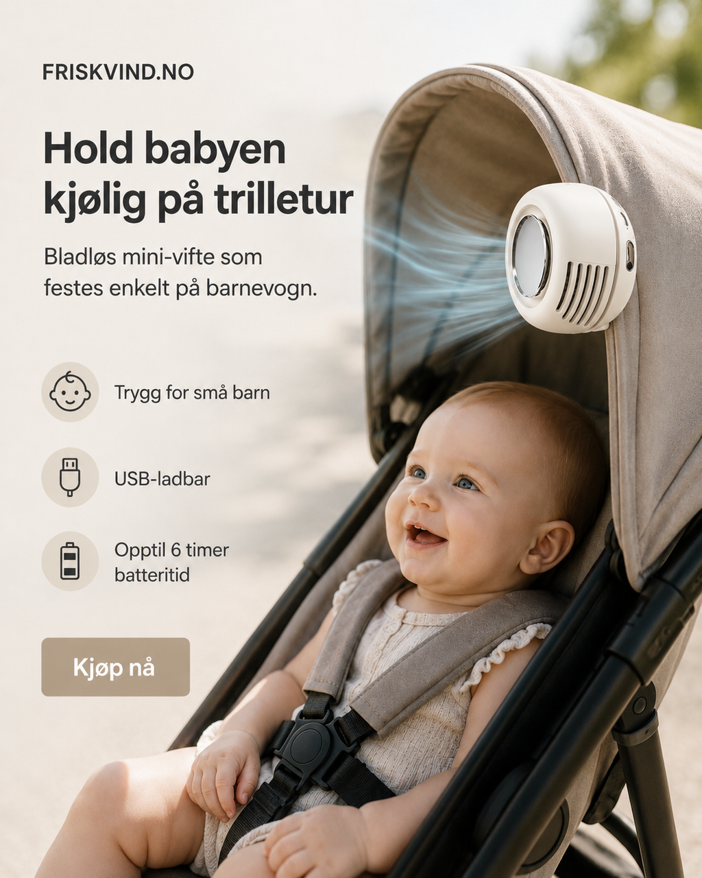 Friskvind minivifte med enkel klips